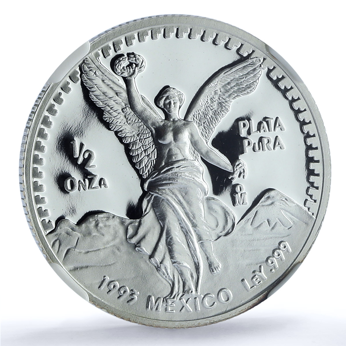 Mexico 1/2 onza Libertad Angel of Independence KM-545 PF 69 NGC silver coin 1993