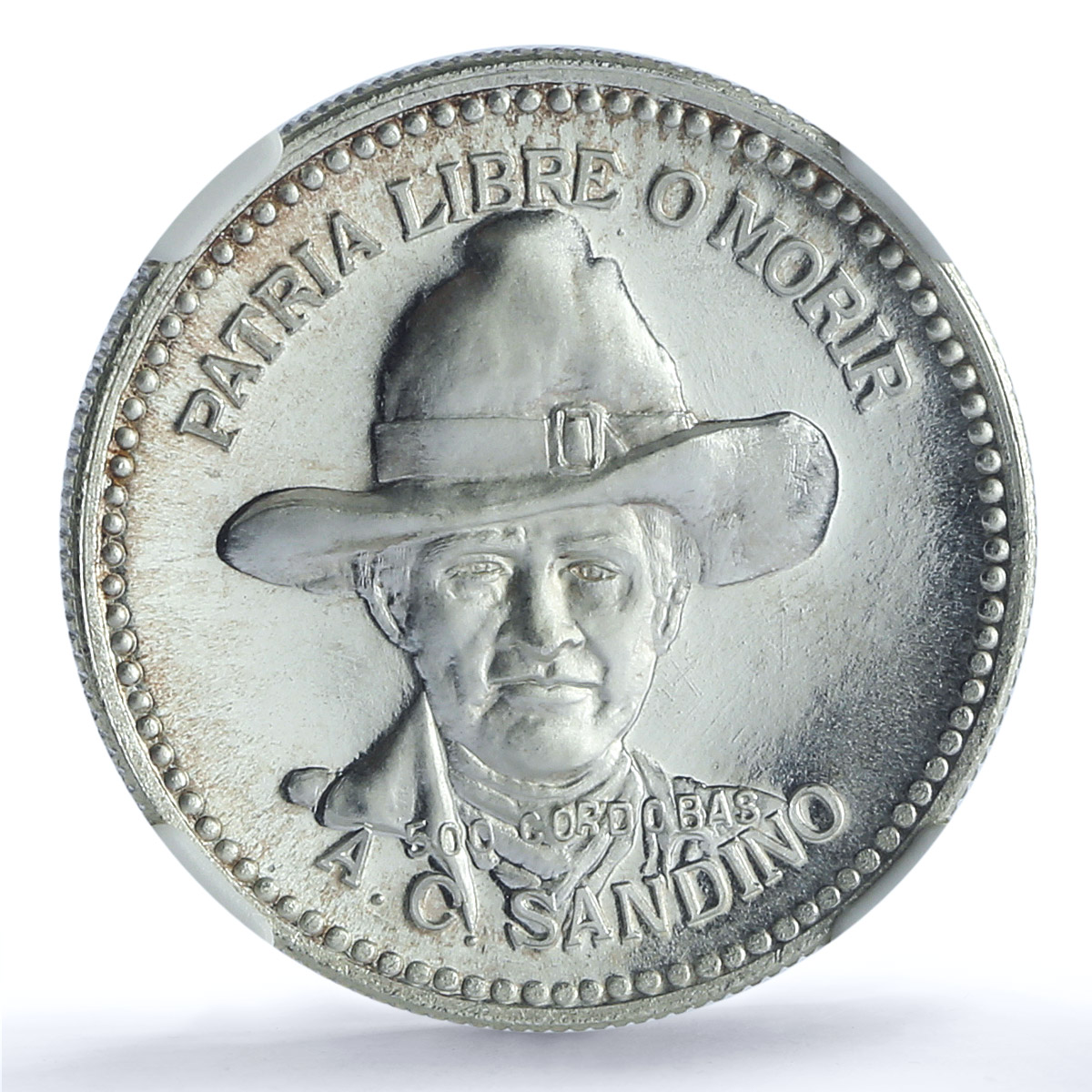 Nicaragua 500 cordobas Sandino KM-45 Revolutionary PF 67 NGC silver coin 1980