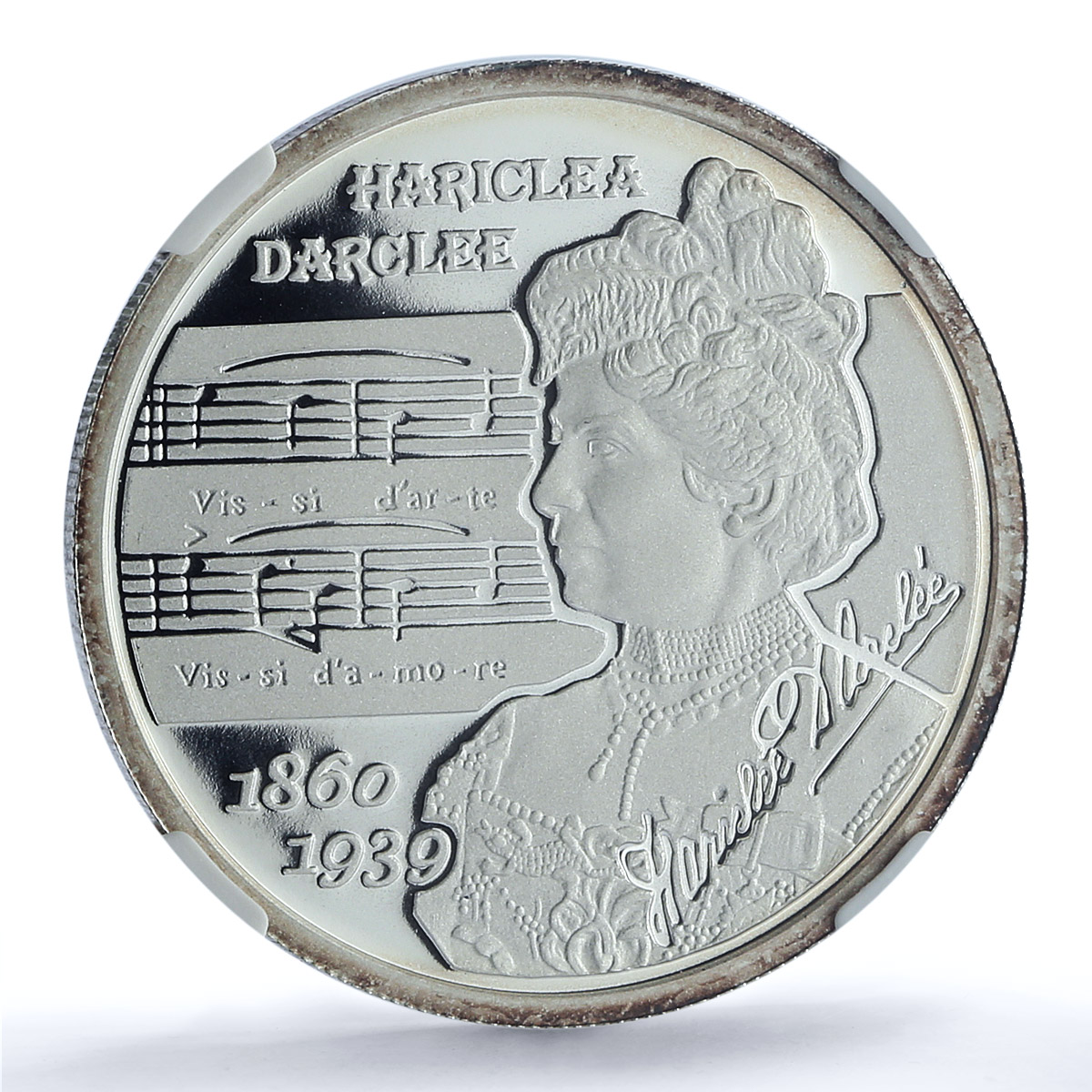 Romania 10 lei Hariclea Darclee KM-271 Music Singer PF 69 NGC silver coin 2010