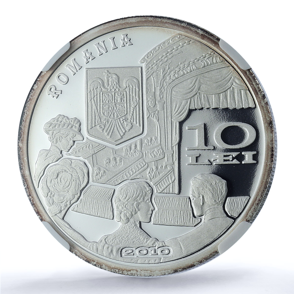 Romania 10 lei Hariclea Darclee KM-271 Music Singer PF 69 NGC silver coin 2010