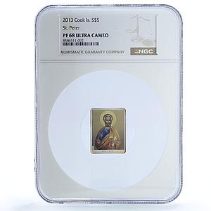 Cook Islands 5 dollars St. Peter KM-2087 Religion PF 68 NGC silver coin 2013