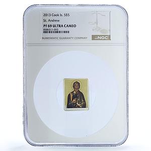 Cook Islands 5 dollars St. Andrew Religion Saints PF 69 NGC silver coin 2011