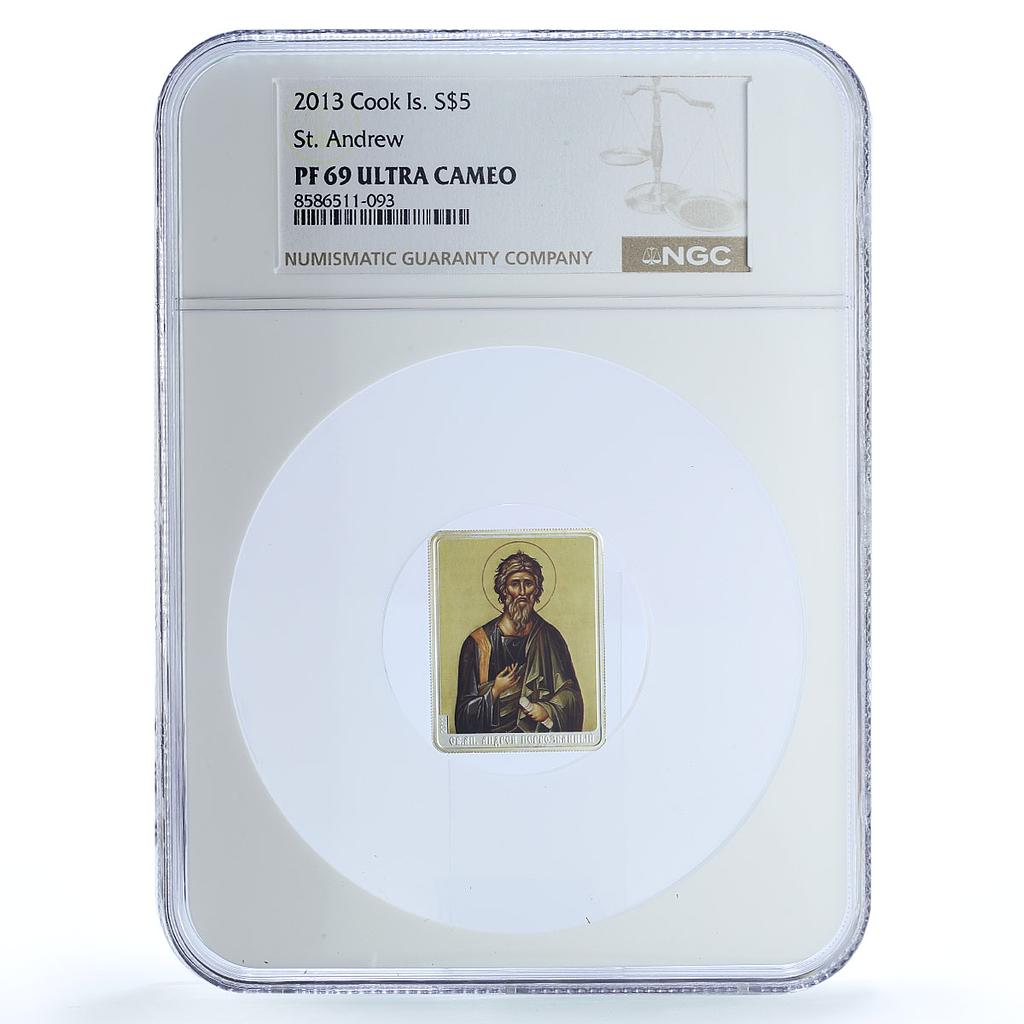 Cook Islands 5 dollars St. Andrew Religion Saints PF 69 NGC silver coin 2011