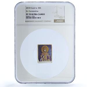 Cook Islands 5 dollars Constantine KM-1311 Religion PF 70 NGC silver coin 2010