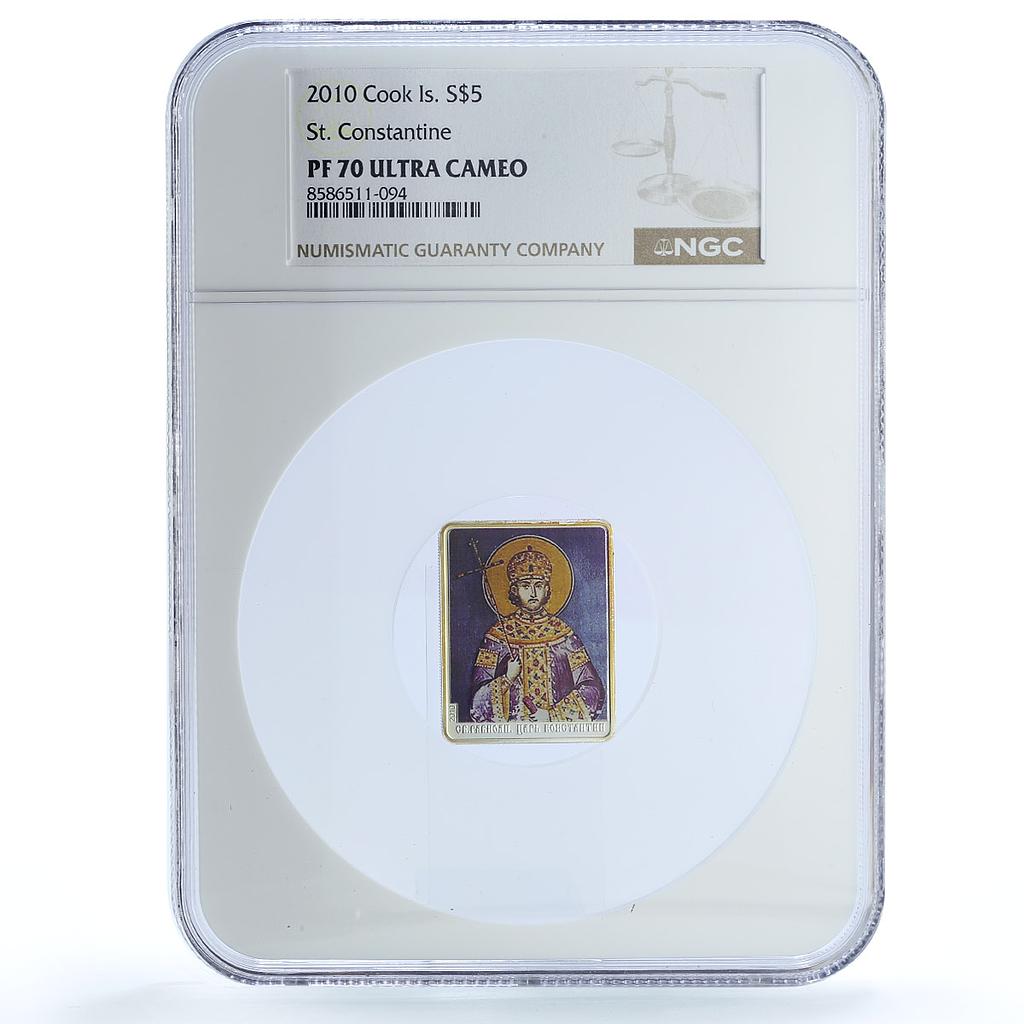 Cook Islands 5 dollars Constantine KM-1311 Religion PF 70 NGC silver coin 2010