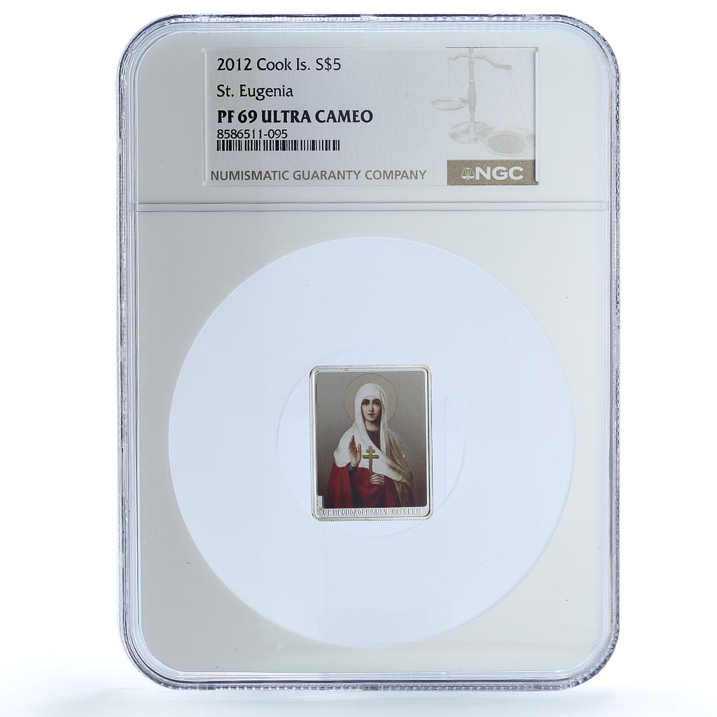 Cook Islands 5 dollars St. Eugenia Religion Saints PF 69 NGC silver coin 2012