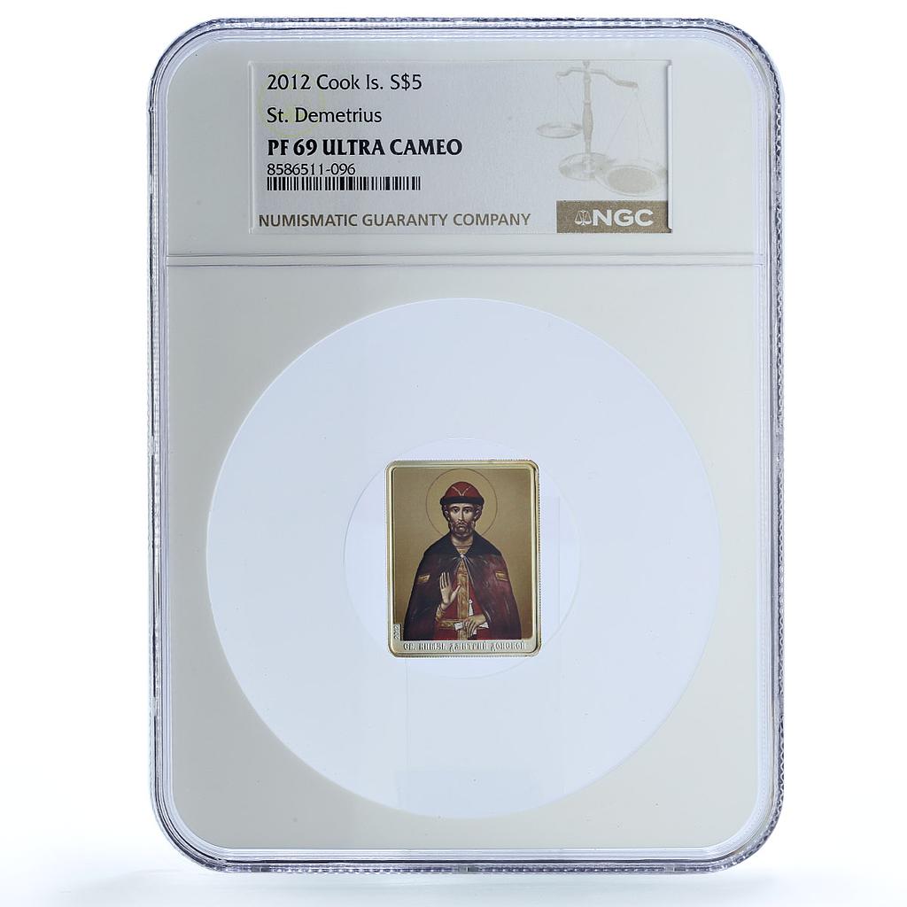 Cook Islands 5 dollars St. Dmitrii KM-2000 Religion PF 69 NGC silver coin 2012