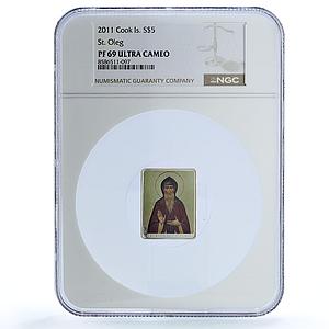 Cook Islands 5 dollars St. Oleg KM-1358 Religion PF 69 NGC silver coin 2011