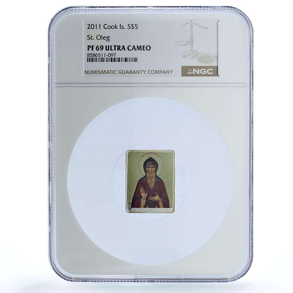 Cook Islands 5 dollars St. Oleg KM-1358 Religion PF 69 NGC silver coin 2011