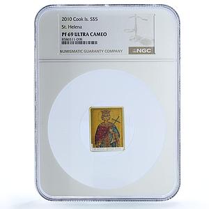 Cook Islands 5 dollars St. Helena KM-1310 Religion PF 69 NGC silver coin 2010