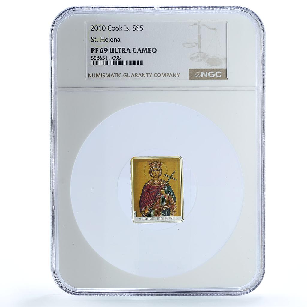 Cook Islands 5 dollars St. Helena KM-1310 Religion PF 69 NGC silver coin 2010