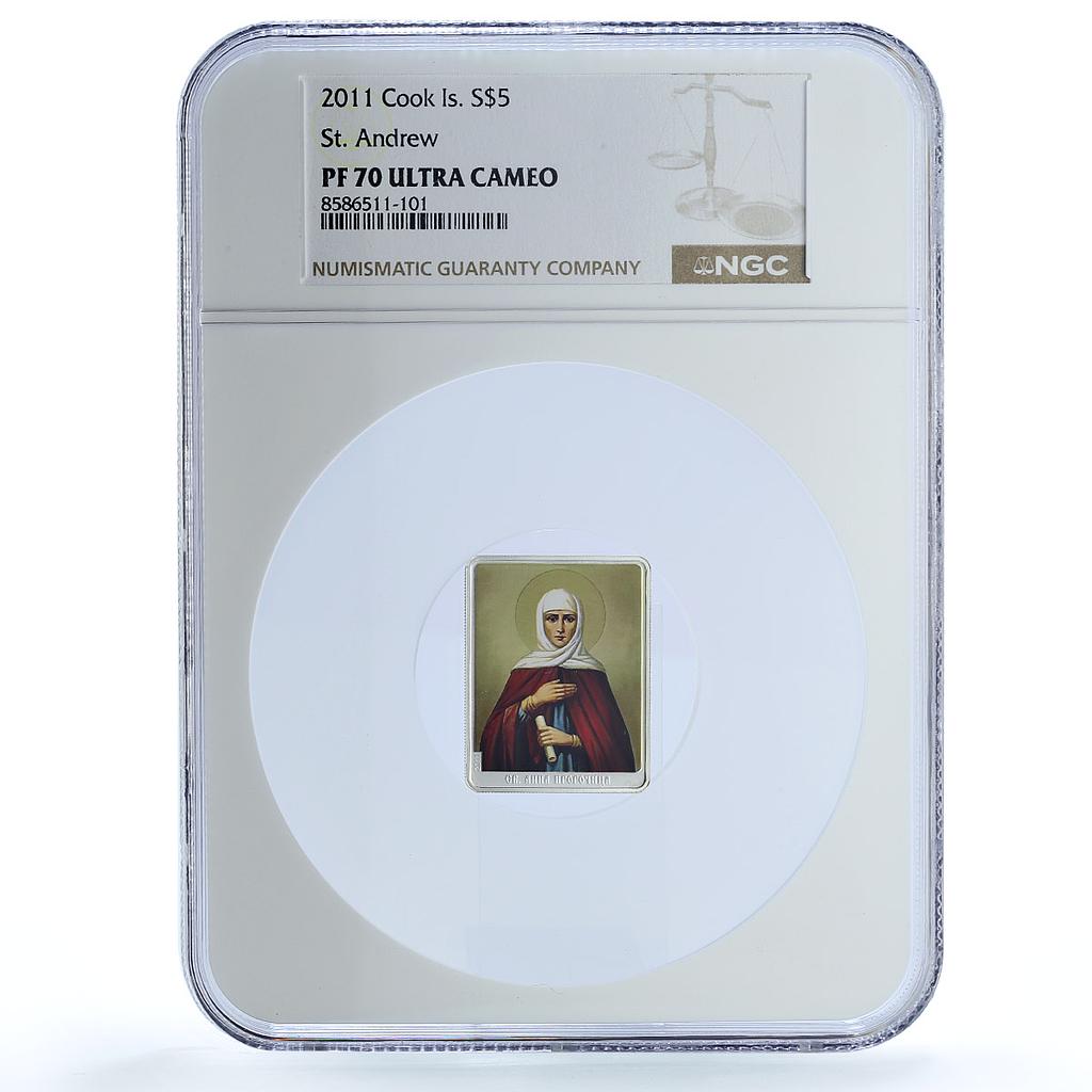 Cook Islands 5 dollars St. Anna Prophetess Religion PF 70 NGC silver coin 2011