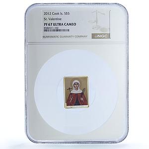 Cook Islands 5 dollars St. Valentina KM-2003 Religion PF 67 NGC silver coin 2012