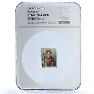 Cook Islands 5 dollars St. Vladimir KM-1358 Religion PF 70 NGC silver coin 2011