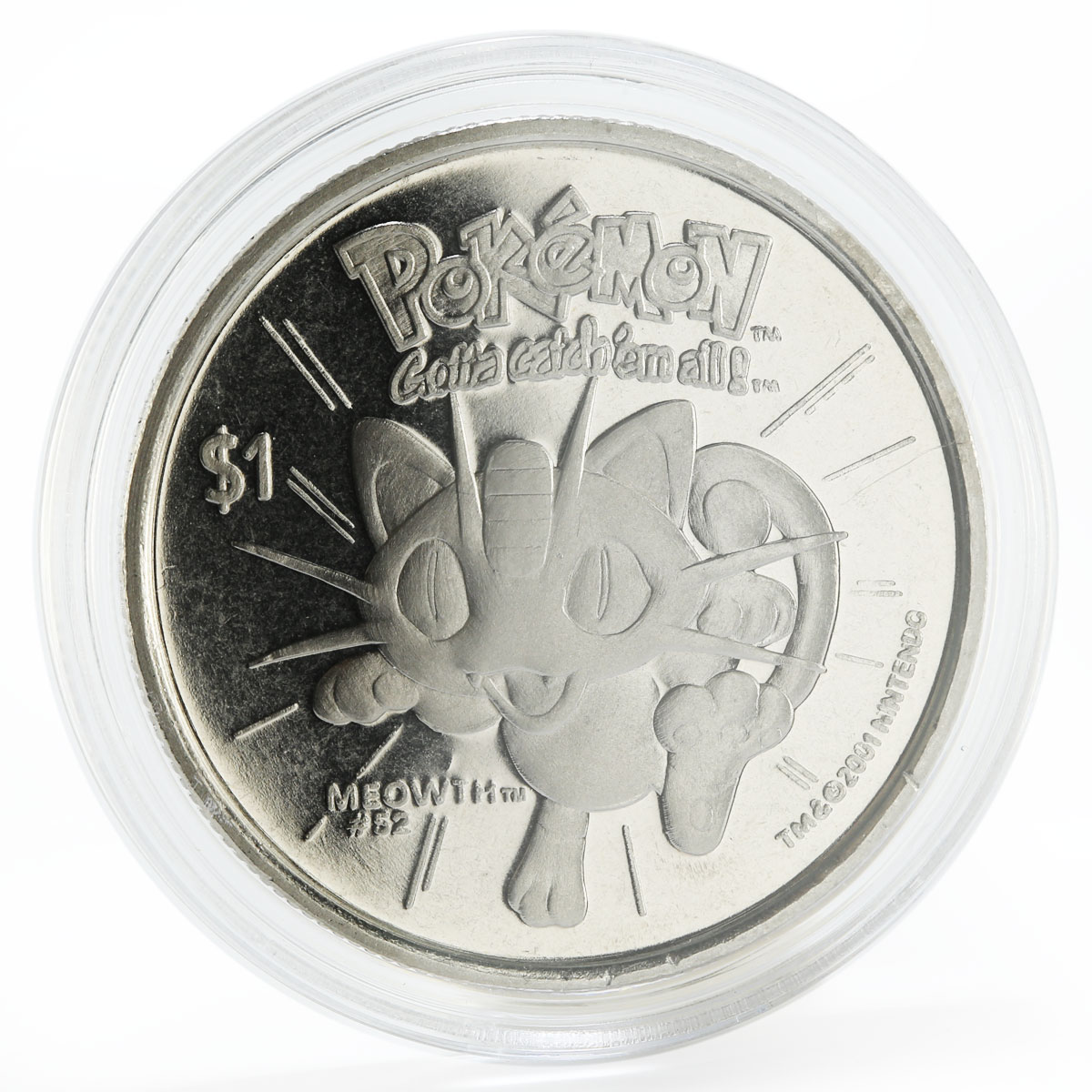 Niue 1 dollar Pokemon Meowth copper-nickel coin 2001