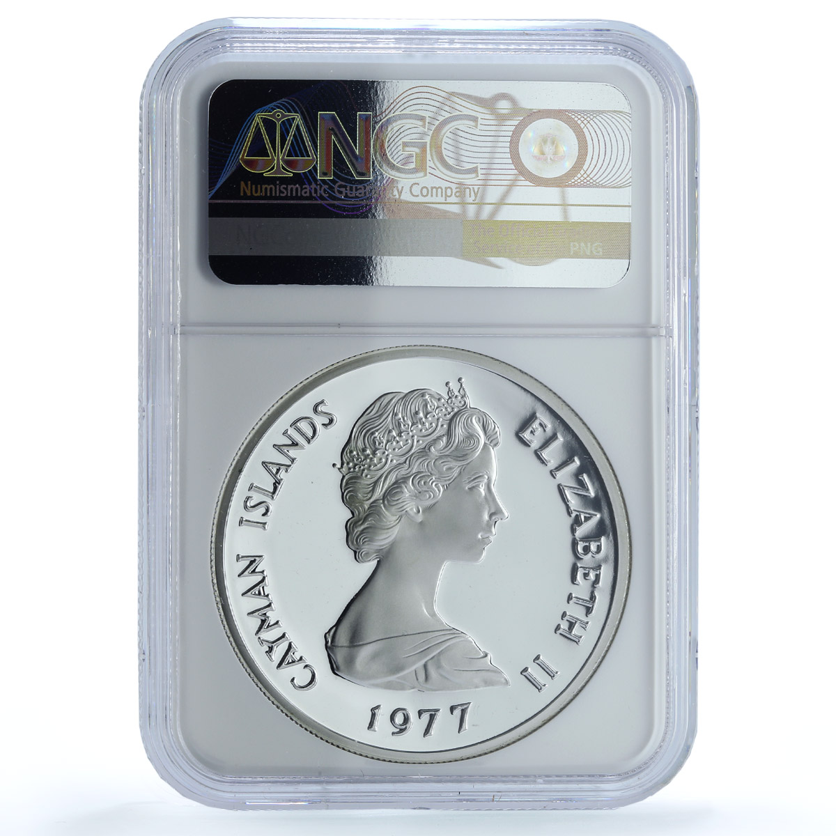 Cayman Islands 25 dollars Queen Mary II KM-18 PF 70 NGC silver coin 1977 Cayman Islands 25 dollars Queen Mary II KM-18 PF 70 NGC silver coin 1977