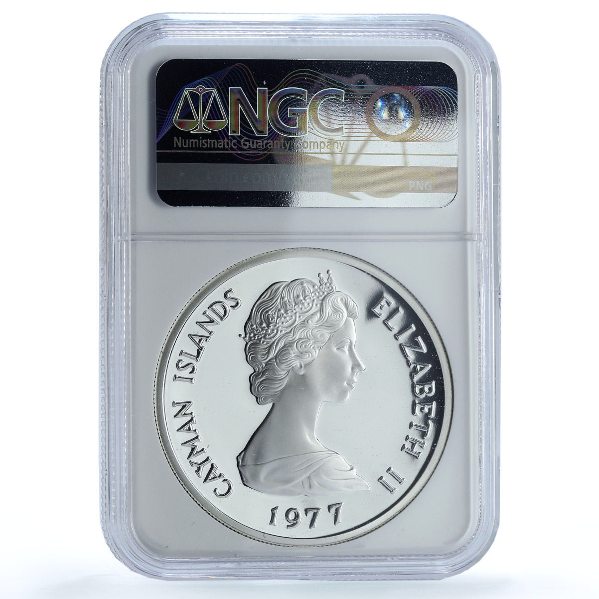 Cayman Islands 25 dollars Queen Elizabeth I KM-17 PF 69 NGC silver coin 1977 Cayman Islands 25 dollars Queen Elizabeth I KM-17 PF 69 NGC silver coin 1977