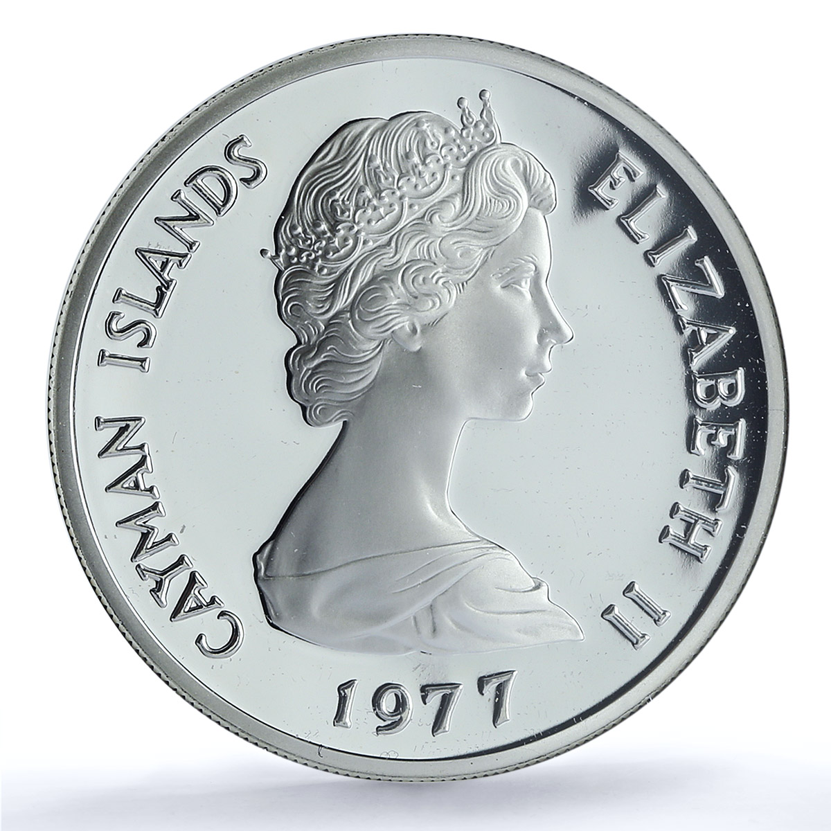 Cayman Islands 25 dollars Queen Elizabeth I KM-17 PF 69 NGC silver coin 1977 Cayman Islands 25 dollars Queen Elizabeth I KM-17 PF 69 NGC silver coin 1977