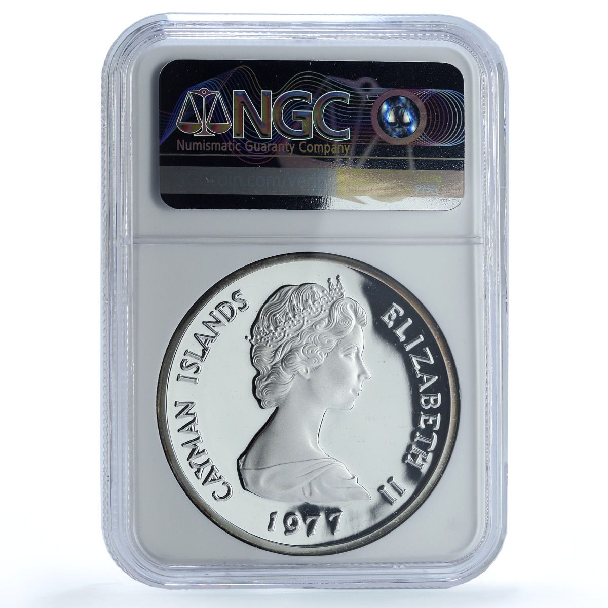Cayman Islands 25 dollars Queen Anne KM-19 PF 69 NGC silver coin 1977 Cayman Islands 25 dollars Queen Anne KM-19 PF 69 NGC silver coin 1977