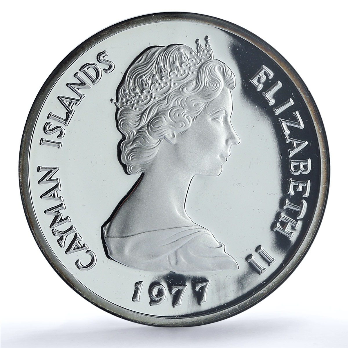 Cayman Islands 25 dollars Queen Anne KM-19 PF 69 NGC silver coin 1977 Cayman Islands 25 dollars Queen Anne KM-19 PF 69 NGC silver coin 1977