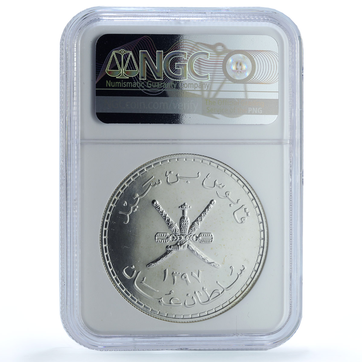 Oman 5 rials White Oryx KM-61 Wildlife Fauna WWF Goat MS 69 NGC silver coin 1976 Oman 5 rials White Oryx KM-61 Wildlife Fauna WWF Goat MS 69 NGC silver coin 1976