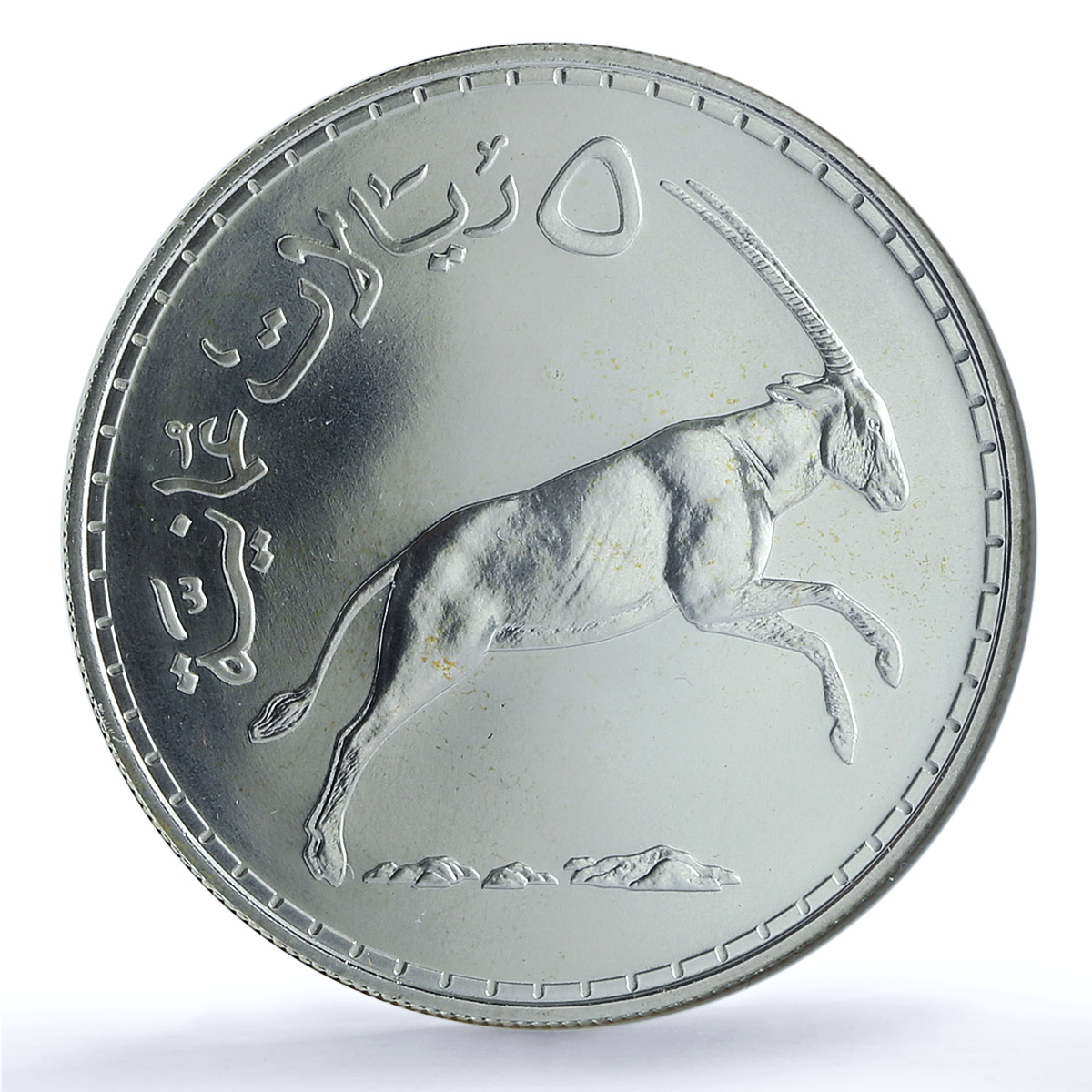 Oman 5 rials White Oryx KM-61 Wildlife Fauna WWF Goat MS 69 NGC silver coin 1976 Oman 5 rials White Oryx KM-61 Wildlife Fauna WWF Goat MS 69 NGC silver coin 1976