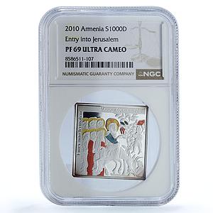 Armenia 1000 dram Entry Jerusalem KM-268 Religion Art PF 69 NGC silver coin 2010