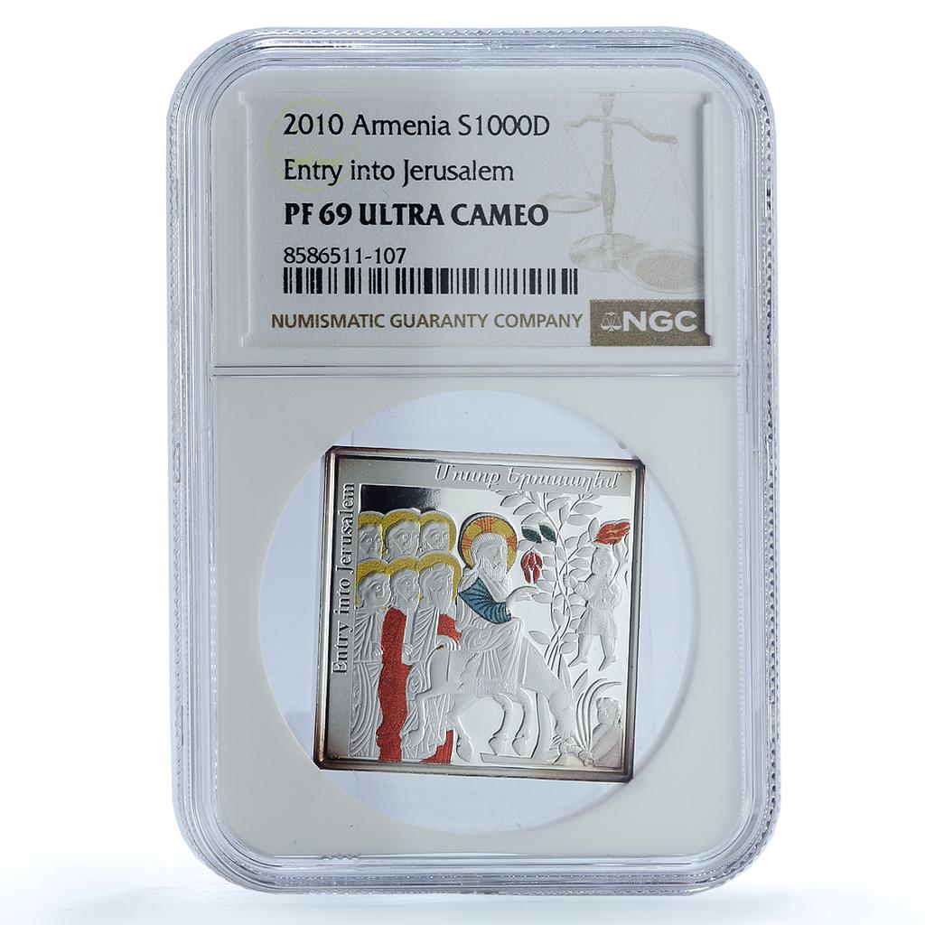 Armenia 1000 dram Entry Jerusalem KM-268 Religion Art PF 69 NGC silver coin 2010