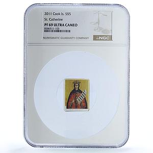 Cook Islands 5 dollars St. Catherine KM-1355 Religion PF 69 NGC silver coin 2011