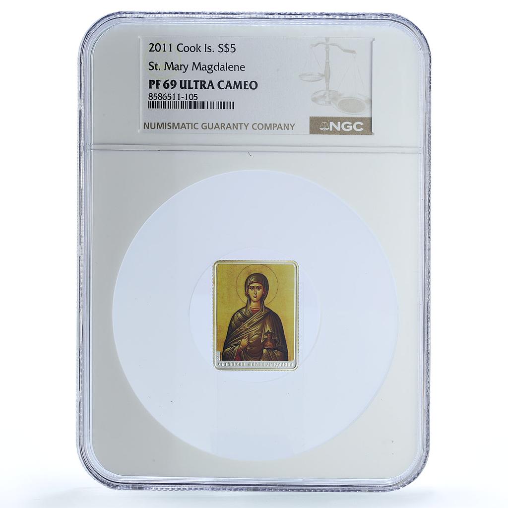 Cook Islands 5 dollars Mary Magalene KM-1353 Religion PF 69 NGC silver coin 2011