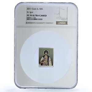 Cook Islands 5 dollars St. Igor Religion Saints PF 70 NGC silver coin 2011