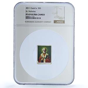 Cook Islands 5 dollars St. Nicholas Religion Saints PF 69 NGC silver coin 2011