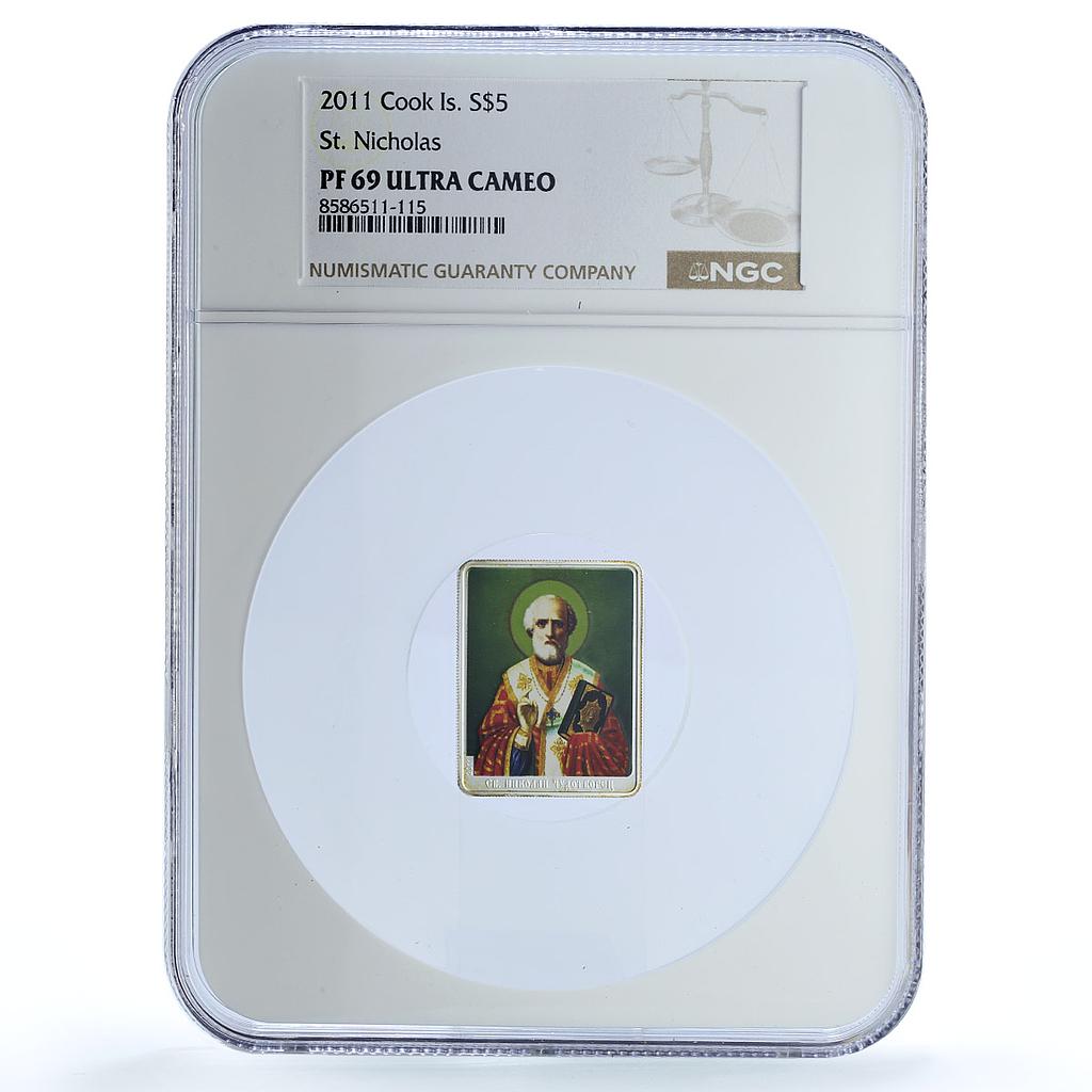 Cook Islands 5 dollars St. Nicholas Religion Saints PF 69 NGC silver coin 2011