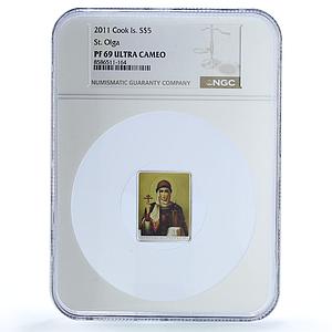 Cook Islands 5 dollars St. Olga Religion Saints PF 69 NGC silver coin 2011