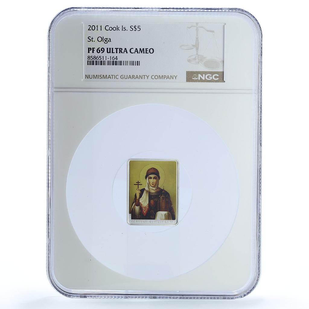 Cook Islands 5 dollars St. Olga Religion Saints PF 69 NGC silver coin 2011