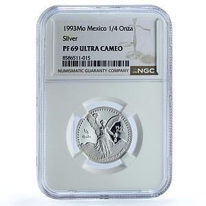 Mexico 1/4 onza Libertad Angel of Independence KM-544 PF 69 NGC silver coin 1993