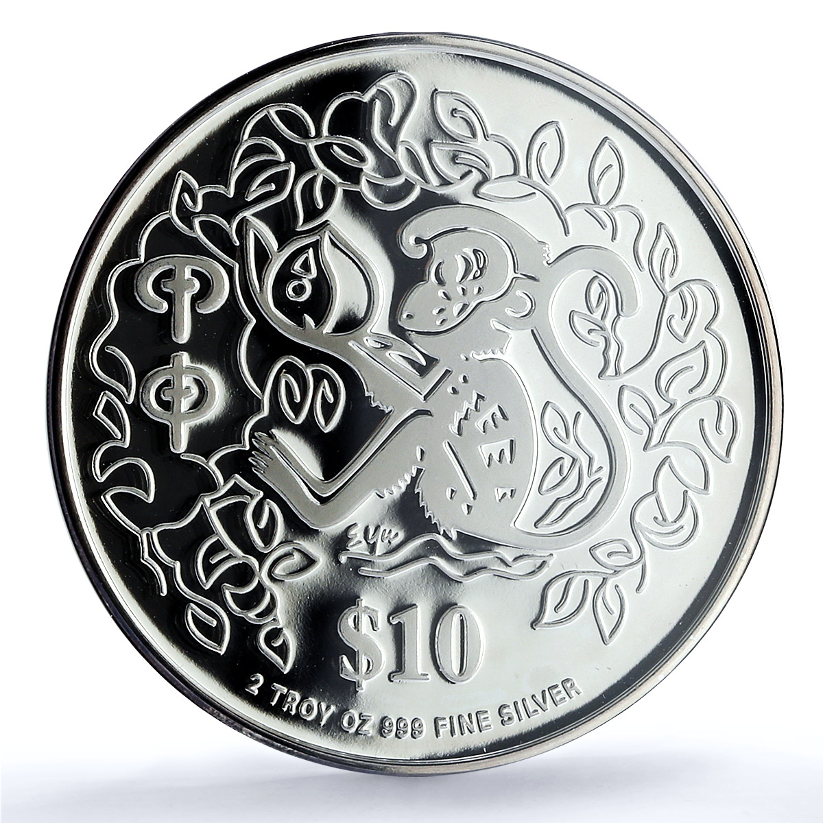 Singapore 10 dollars Year Monkey Piedfort KM-187a PF 69 NGC silver coin 2004