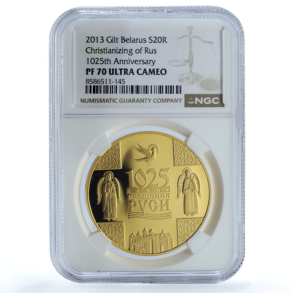 Belarus 20 roubles Rus Christianizing KM-445 Religion PF 70 NGC silver coin 2013 Belarus 20 roubles Rus Christianizing KM-445 Religion PF 70 NGC silver coin 2013
