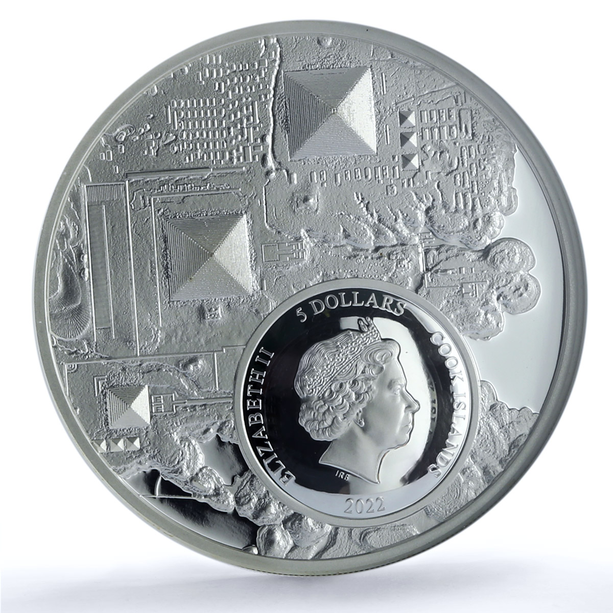 Cook Islands 5 dollars Pharaohs Legacy Giza Pyramids PF 70 NGC silver coin 2022