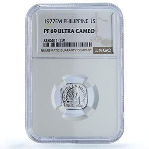 Philippines 1 sentimo Republic KM-205 Lapulapu PF 69 NGC aluminum coin 1977
