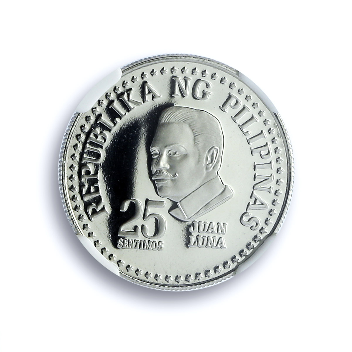 Philippines 25 sentimos Republic KM-208 Juan Luna PF 70 NGC CuNi coin 1977 Philippines 25 sentimos Republic KM-208 Juan Luna PF 70 NGC CuNi coin 1977