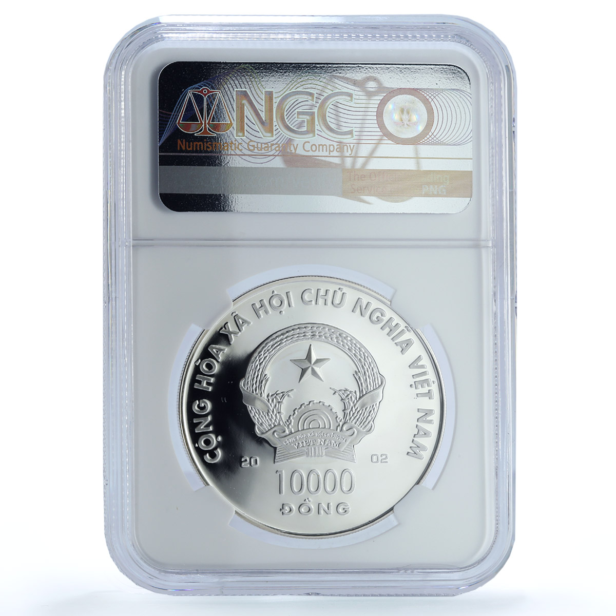 Vietnam 10000 dong Year Horse Hologram KM-63 Lunar PF 69 NGC silver coin 2002