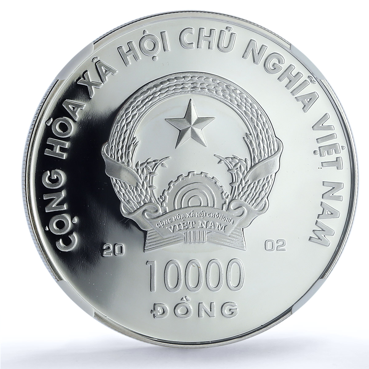 Vietnam 10000 dong Year Horse Hologram KM-63 Lunar PF 69 NGC silver coin 2002