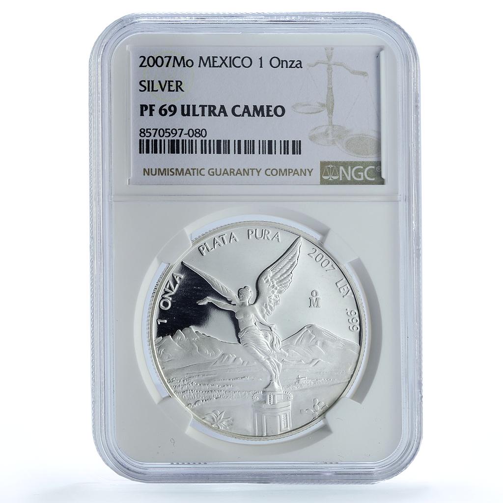 Mexico 1 onza Libertad Angel of Independence KM-639 PF 69 NGC silver coin 2007