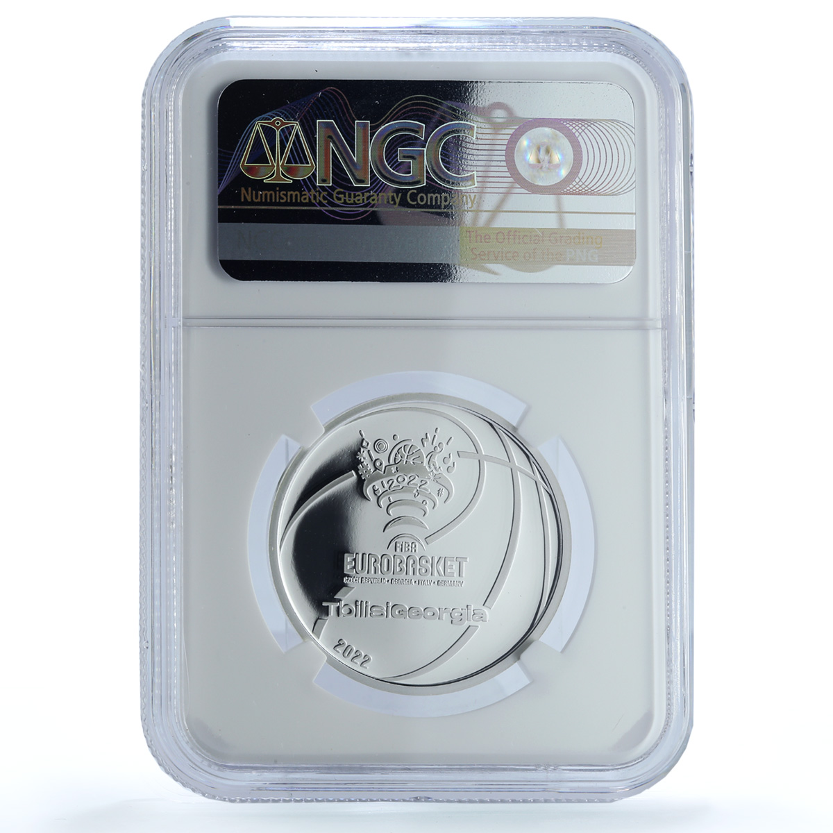 Georgia 5 lari EuroBasket Cup Tbilisi KM-125 Sports PF 70 PCGS silver coin 2022