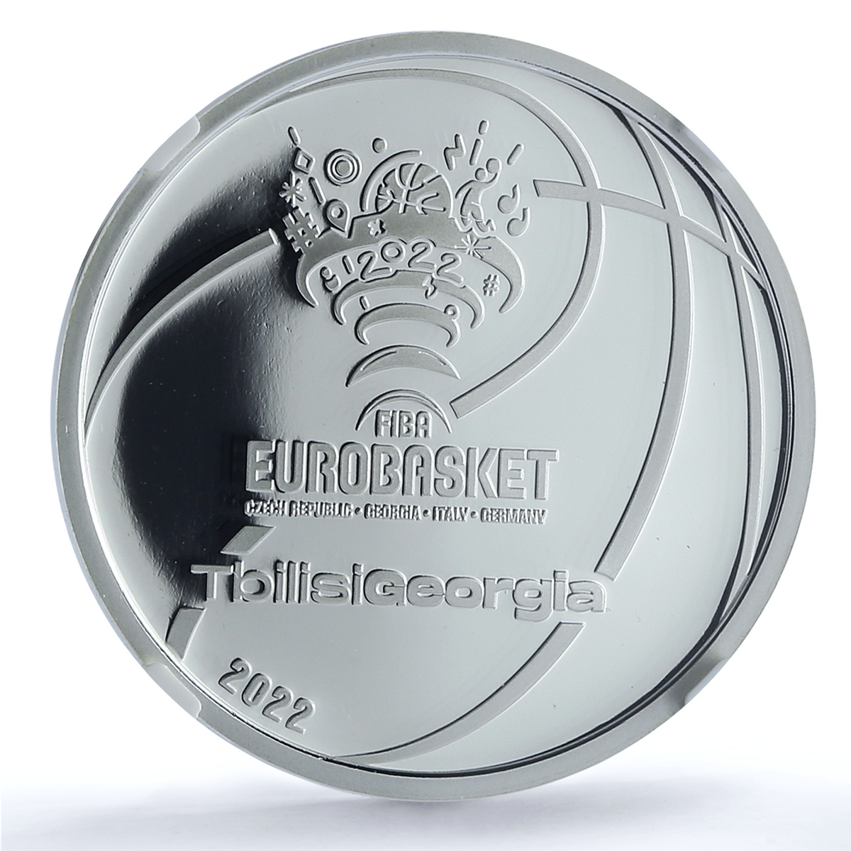 Georgia 5 lari EuroBasket Cup Tbilisi KM-125 Sports PF 70 PCGS silver coin 2022
