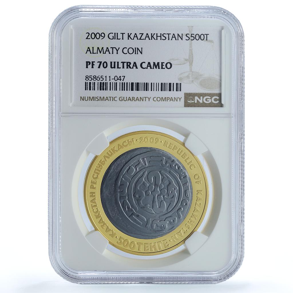 Kazakhstan 500 tenge Almaty KM-137 Old Coins Stamps PF 70 NGC silver coin 2009