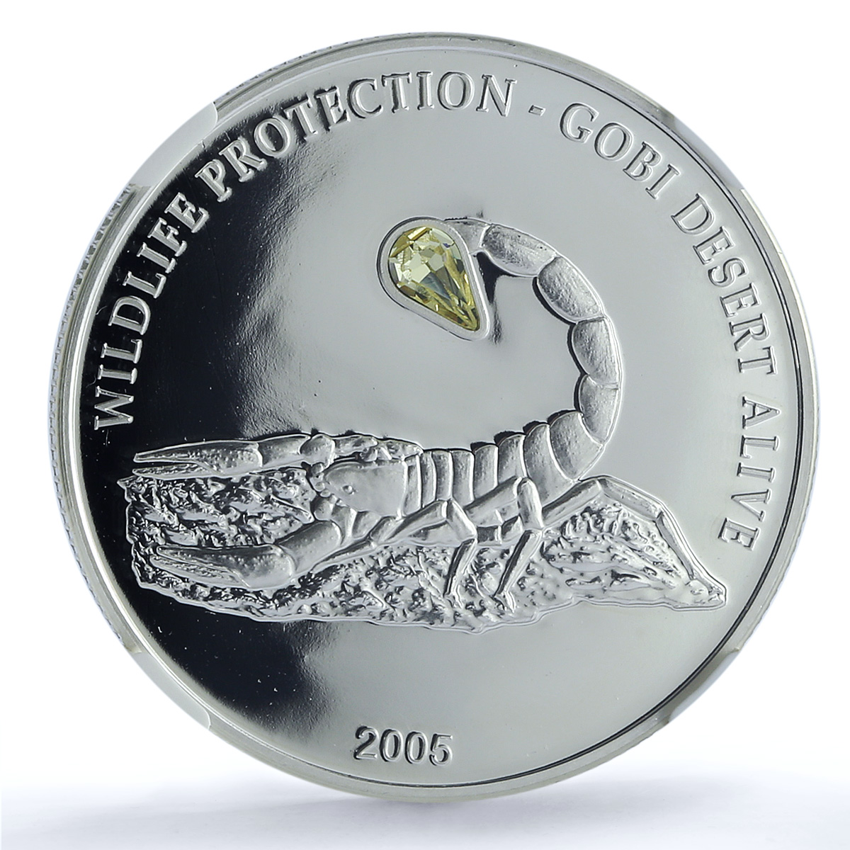 Mongolia 500 togrog Scorpion KM-249 Wildlife Fauna PF 70 NGC silver coin 2005