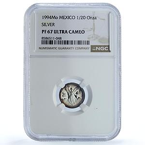 Mexico 1/20 onza Libertad Angel of Independence KM-542 PF67 NGC silver coin 1994