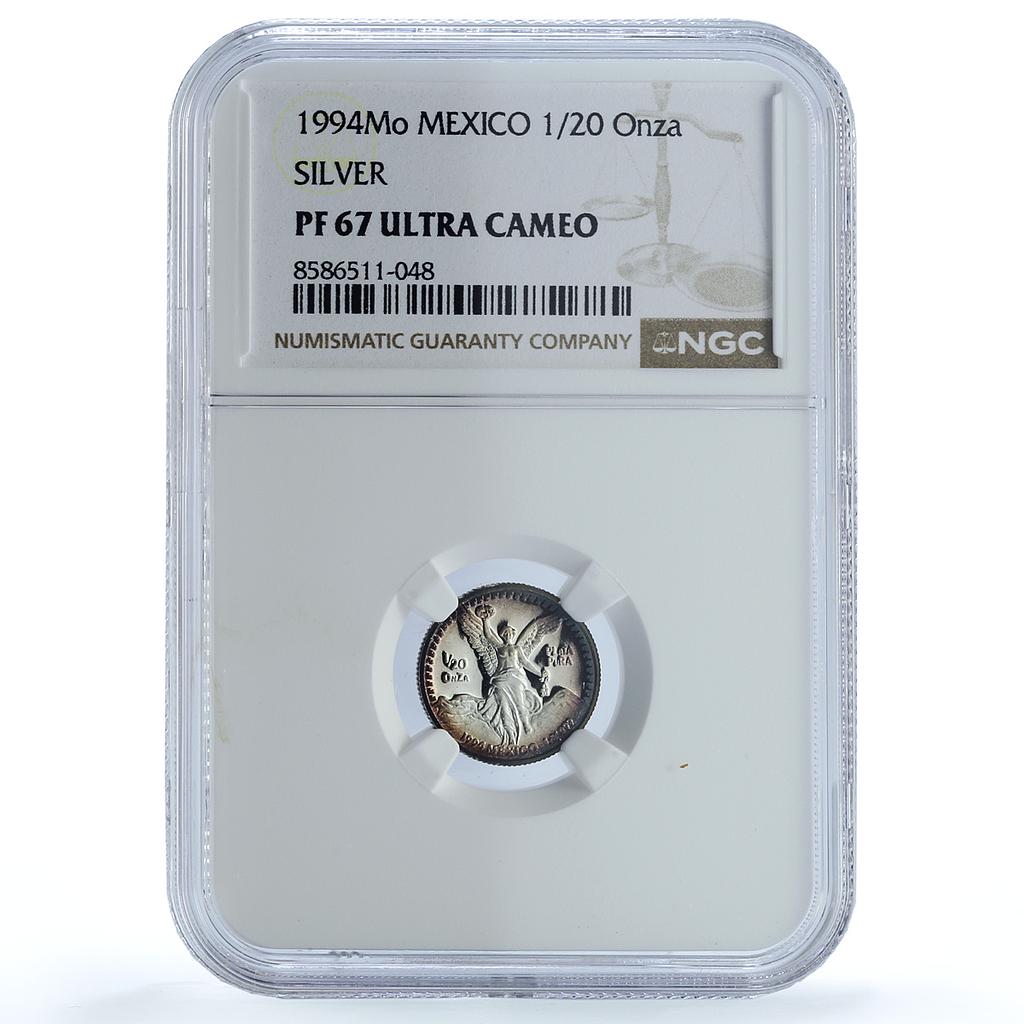 Mexico 1/20 onza Libertad Angel of Independence KM-542 PF67 NGC silver coin 1994